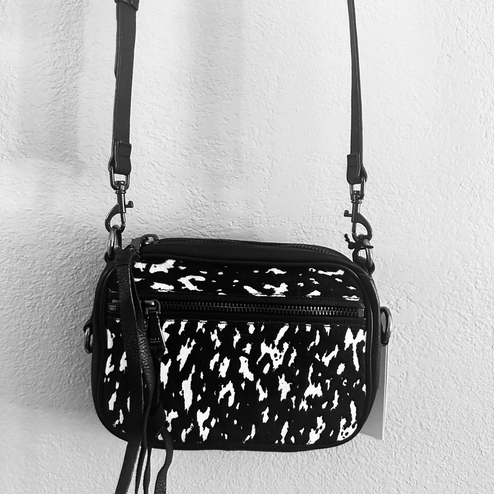New Aimee Kestenberg Vetto Novelty Genuine Leather And Calf Hair Crossbody Bag.
